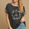 Umgee Peace Applique Round Neck French Terry Top