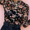 Floral Round Neck Long Sleeve Blouse