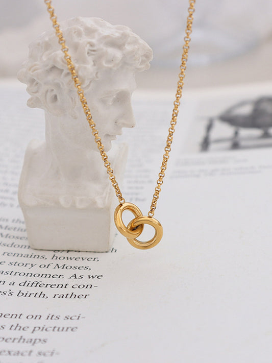 18K Gold-Plated Titanium Steel Hoop Pendant Necklace